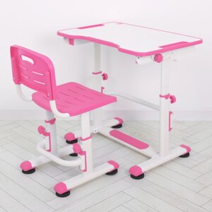 Дитяча регульована пластикова парта зі стільцем Bambi M 4820-8 рожева / для дівчинки