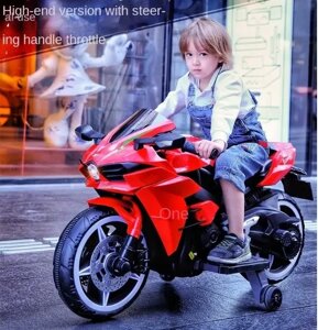Дитячий електромобіль мотоцикл Bambi M 4877EL-3 на EVA колесах зі шкіряним м'яким сидінням / червоний