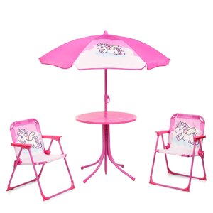 Дитячий столик з двома стільчиками і парасолькою Bamby 93-74-UNI Єдиноріг
