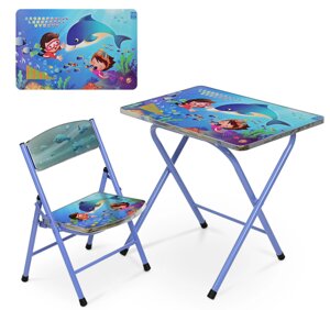 Дитячий столик зі стільчиком Bambi A19-dolphin синій складаний