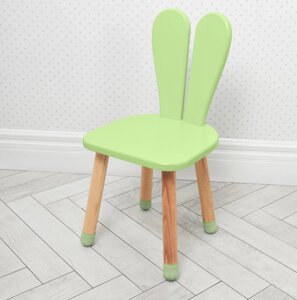 Дитячий стільчик для дівчинки Bambi 04-2R "Зайчик" дерев'яний (МДФ) / колір зелений
