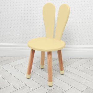 Дитячий стільчик з круглим сидінням для дівчинки Bambi 04-2BEIGE-ROUND "Зайчик" дерев'яний (МДФ) / колір бежевий