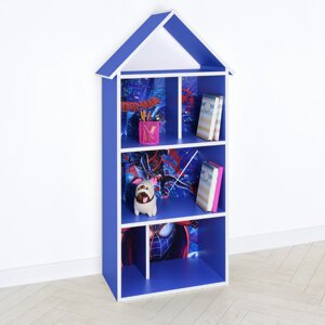 Будиночок стелаж полку Дитяча дерев'яна для іграшок і книг H 2020-19-1 "Людина павук" синя для хлопчика
