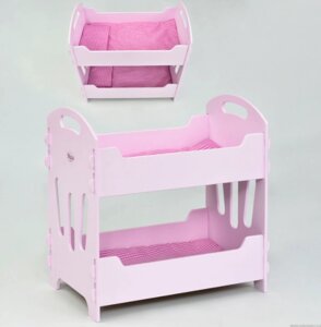 Ліжко двоярусне для ляльок МАСЯ 8002 рожева дерев'яна