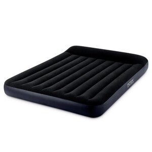 Надувний велюр матрац-ліжко INTEX 64148 Pillow Rest Classic Bed Fiber-Tech чорний з вбудованим насосом