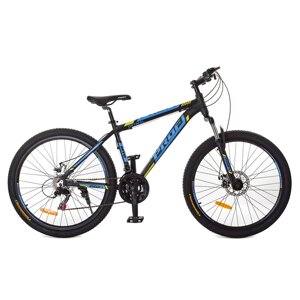 Велосипед спортивний алюмінієвий PROFI 26 дюймів G26OPTIMAL A26.1 SHIMANO чорний (матовий)-блакитний