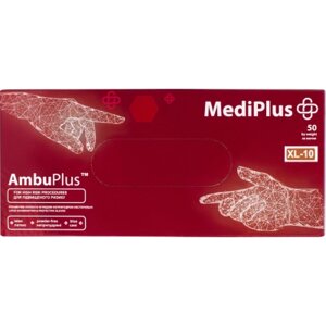 Оригінал! Медичні рукавички MediPlus AmbuPlus Латексні оглядові нестерильні неприпудрені Сині Розмір XL 50 шт.