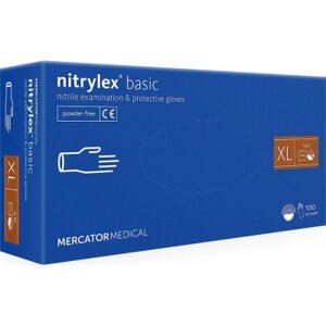 Оригінал! Медичні рукавички Mercator Medical Nitrylex Basic Нітрилові Неопудрені діагностичні Розмір XL Сині 100 шт.