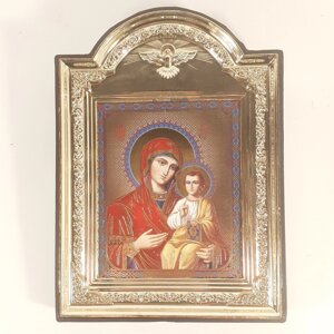 Ікона Густинська Чудотворна Пресвята Богородиця, лик 10х12 см, у пластиковій чорній рамці