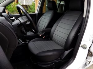 Чохли на сидіння Ауді А4 (Audi A4) (модельні, екошкіра Аригоні, окремий підголовник) Чорний