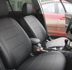 Чохли на сидіння Ауді А4 (Audi A4) (універсальні, екошкіра, окремий підголовник) Чорний