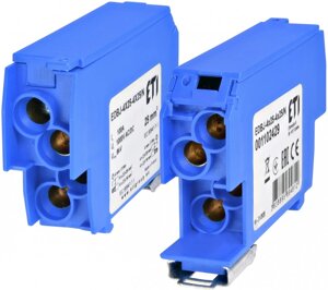 Блок розподільчий EDBJ-4x25-4x25/N (100A, 1000V AC/1500V DC, IN: 4x25, OUT: 4x25, синій), ETI