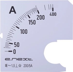 Шкала для амперметра щитового AC 200A, E. Next