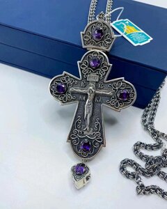 Хрест для священика з латуні з ланцюгом в срібленні Родинні Коштовності - 2.10.0365л^1л