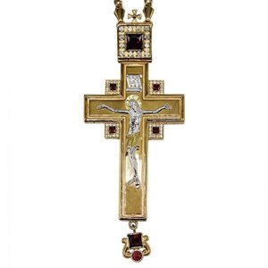 Хрест для священнослужителя з латуні позолочений з ланцюгом - 2.10.0242лп^1лп