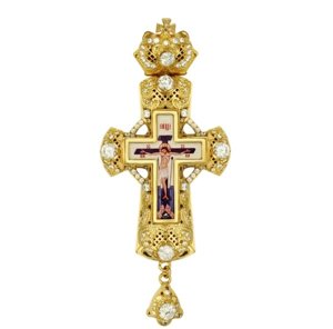 Хрест для священнослужителя латунний в позолоті з принтом - 2.10.0178лп-2