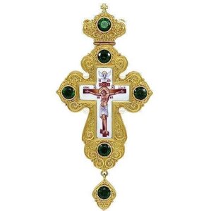 Хрест латунний в позолоті з фініфтю і вставками - 2.10.0214лп-1