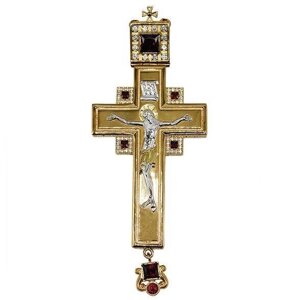 Хрест латунний в позолоті з литним розп'яттям - 2.10.0242лп