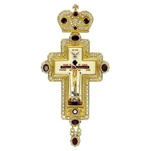 Хрест латунний в позолоті з принтом - 2.10.0248лп-2