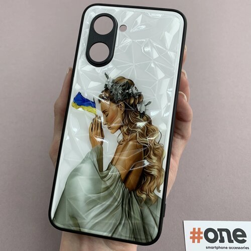 Чохол для Oppo A17 патріотичний чохол з дівчинкою українкою на телефон оппо а17 білий з вирізом f8e