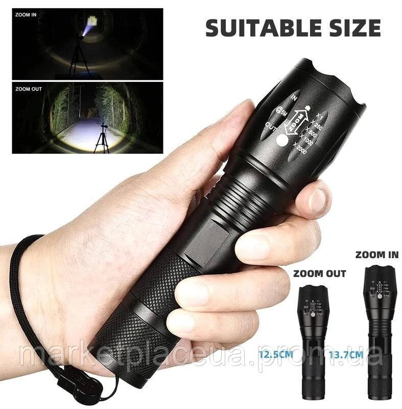 Ліхтарик в руку на акумуляторі металевий shenyu x6-200w usb від компанії Online Apteka - фото 1