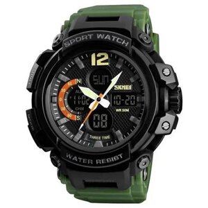 Годинник наручний чоловічий SKMEI 1343AG ARMY GREEN, годинник тактичний протиударний. Колір зелений