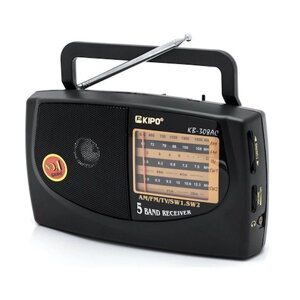 Радіоприймач KIPO KB-308AC - потужний 5-ти хвильовий фм Радіоприймач fm діапазону, Приймач фм радіо