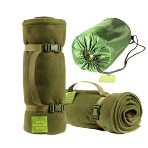Тактичний флісовий плед 150х200 - ковдру для військових із чохлом, покривала та пледи на ліжко. Колір хакі