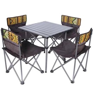 Туристичний стіл для пікніка Grand Picnic, Розкладний стіл + 4 стільці зі спинками У ЧЕХЛІ