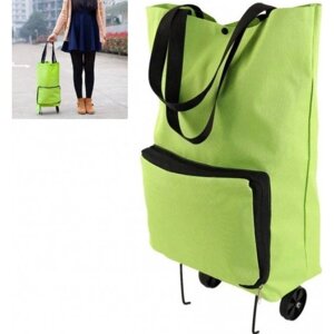 Універсальний складний портативний візок-сумка для покупок на коліщатках Зелений