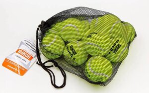 М'яч для великого тенісу TELOON (12шт) 8010412 COACH 4 (в сітчастому мішку, салатовий)