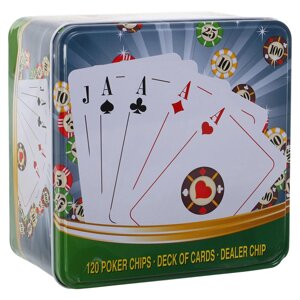 Набір для покера в металевій коробці Zelart IG-8656 120 фішок