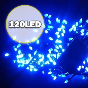 Гірлянда Дощ чорний дріт прозора конічна лампа Зм 120 LED (синій) 120-SHORT-CURTAIN-3M-B