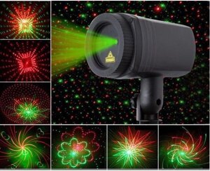 Moving Garden Laser Light — вуличний лазерний проєктор із пультом керування, малюнки: точки та візерунки