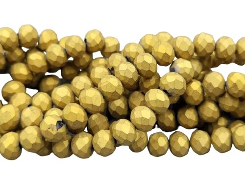 Намистини кришталеві (Рондель) 6*4 мм, нитка 85-90, колір золото металік