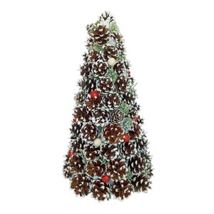 Ялинка новорічна декоративна з натуральних шишок та червоними ягодами 25*50 см (NY24)
