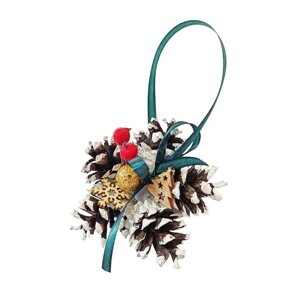 Новорічна ялинкова прикраса сніжинка із натуральних шишок та декором (NY15)