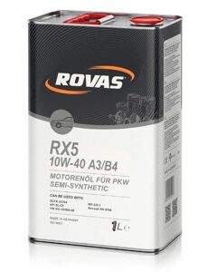 Rovas RX5 10W-40 A3 / B4 (1 л) Напівсинтетичне моторне масло для легкових автомобілів