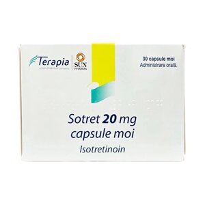 Сотрет 20 мг, 30 капсул (Роакутан)