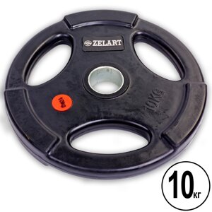 Млинці (диски) обгумовані з потрійним хватом і металевою втулкою d-51мм Z-HIT Zelart TA-5160-10 10кг