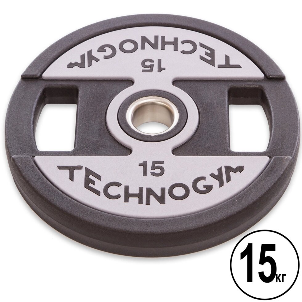 Блины (диски) полиуретановые TECHNOGYM TG-1837-15 51мм 15кг черный ##от компании## Спортивный интернет - магазин "One Sport" - ##фото## 1