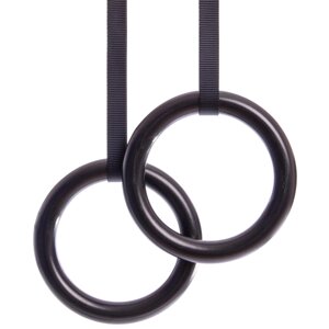 Кільця гімнастичні для Кроссфита FI-928 (стрічки-нейлон l-4,5 м, кільце-ABS d-23см, чорний)