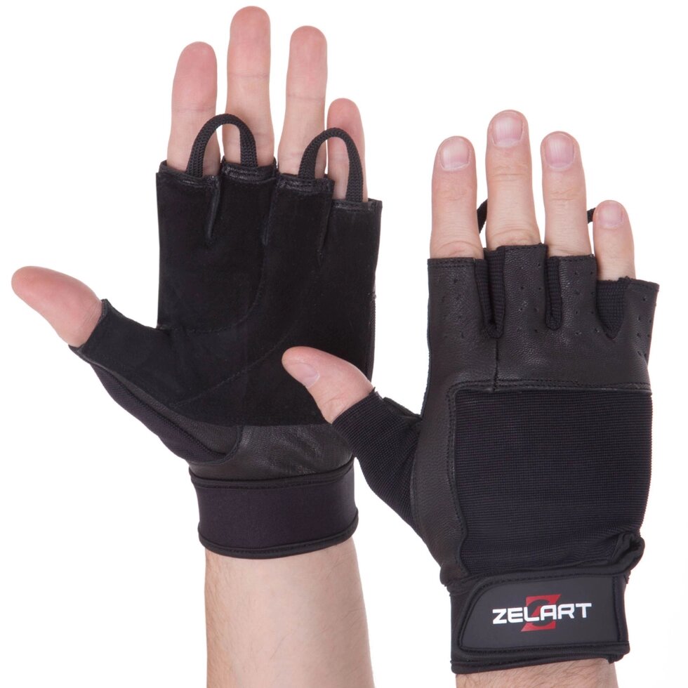 Перчатки для тяжелой атлетики Zelart SB-161593 S-XXL черный ##от компании## Спортивный интернет - магазин "One Sport" - ##фото## 1