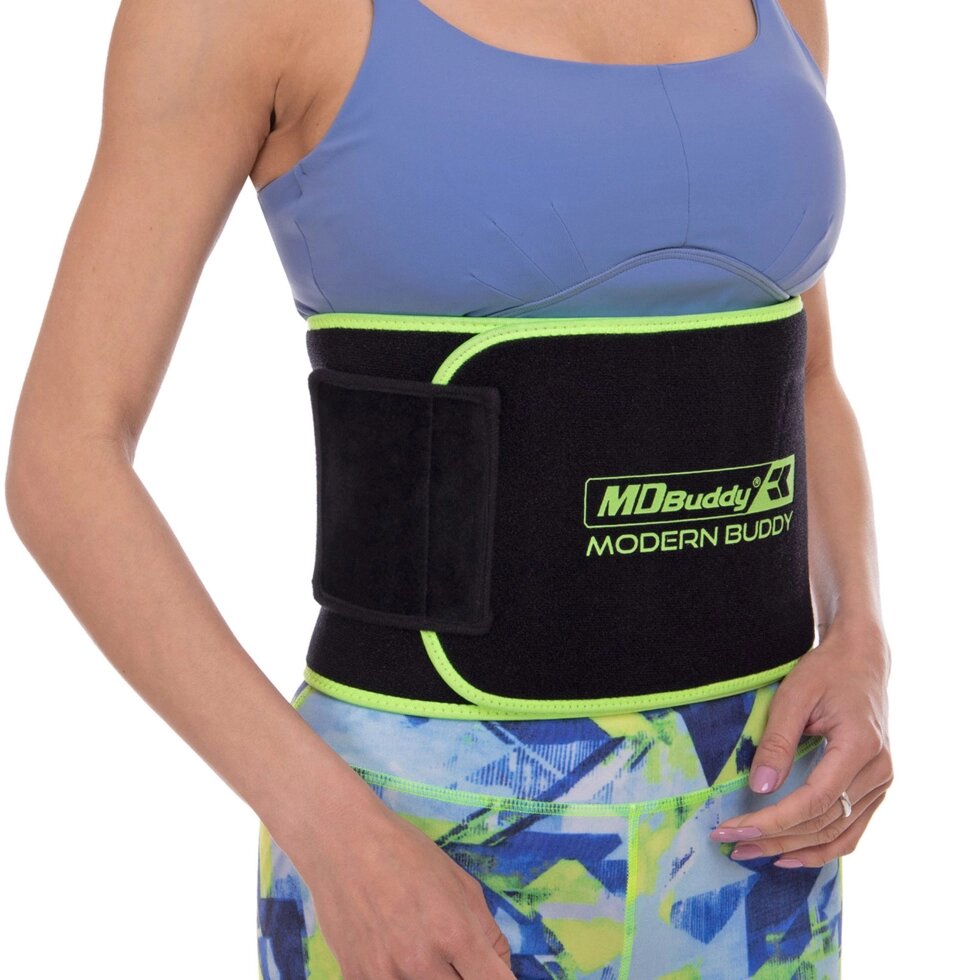 Пояс для похудения SWEATY BELT Zelart FI-2636 ширина-20см черный-салатовый ##от компании## Спортивный интернет - магазин "One Sport" - ##фото## 1