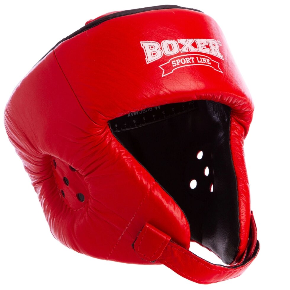 Шлем боксерский открытый с усиленной защитой макушки кожаный BOXER 2029 M-L цвета в ассортименте ##от компании## Спортивный интернет - магазин "One Sport" - ##фото## 1
