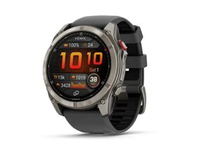 Смарт-годинник Garmin Fenix 8 Pro (51 mm) AMOLED Sapphire, титан з графітово-чорним силіконовим ремінцем