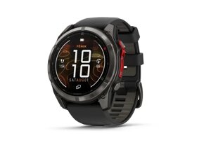 Смарт-годинник Garmin Fenix 8 Pro (51 mm) MicroLED Sapphire, титан Carbon Gray DLC із силіконовим чорно-сірим ремінцем