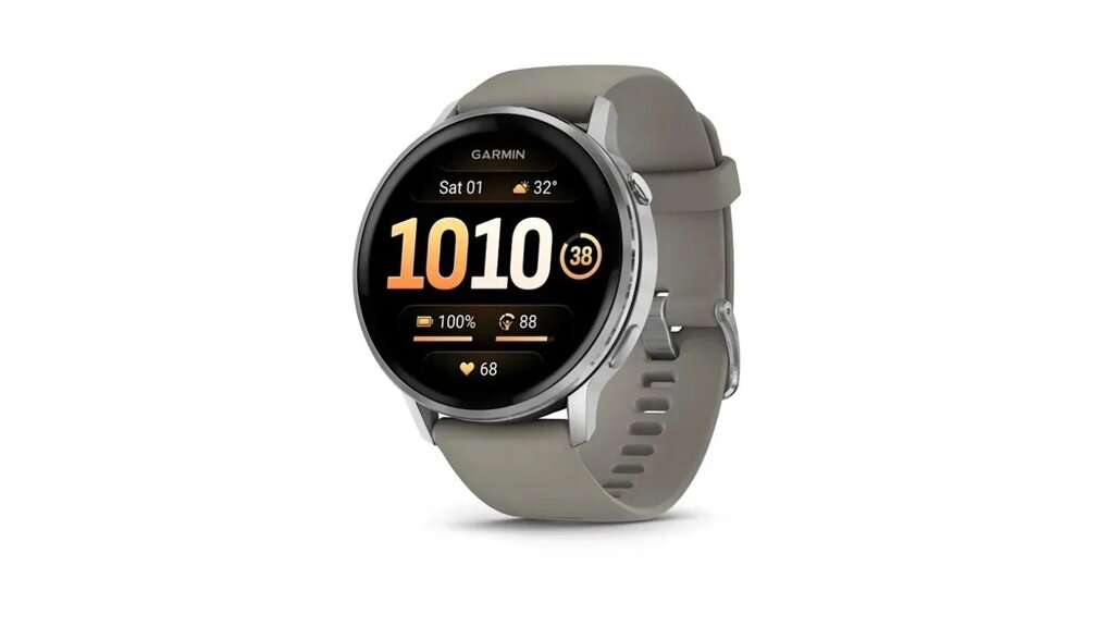Смарт-годинник Garmin Venu 4 (45 мм) сріблястий із сріблясто-сірим силіконовим ремінцем від компанії Garmin - фото 1