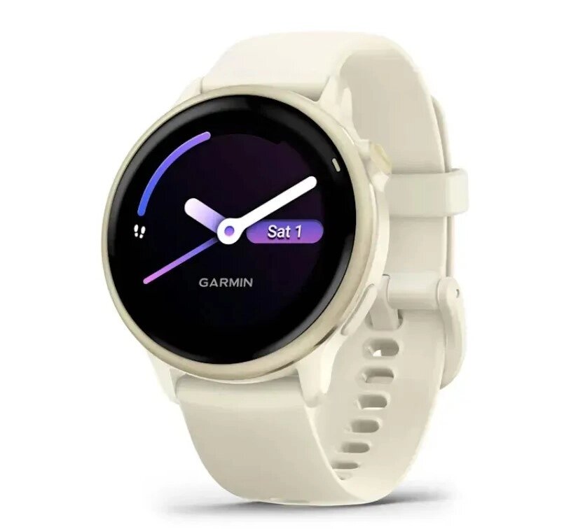 Смарт-годинник Garmin Vivoactive 6 золотистий з ремінцем кольору слонової кістки від компанії Garmin - фото 1