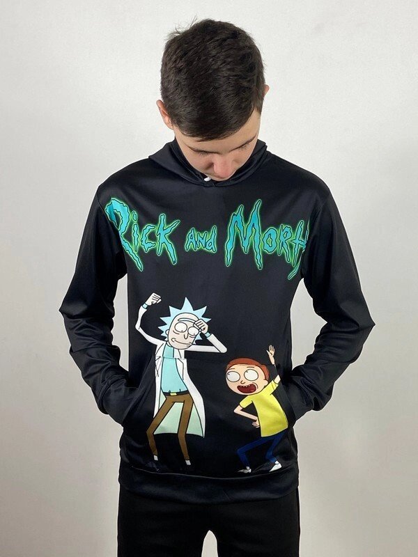 3D Толстовка с принтом Rick and Morty Черный ##от компании## Интернет-магазин «Game Cards» - ##фото## 1